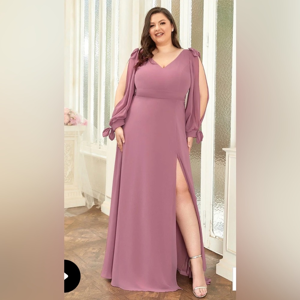 NWT EVER PRETTY DRESS a line bridesmaid dress with lanter sleeve
